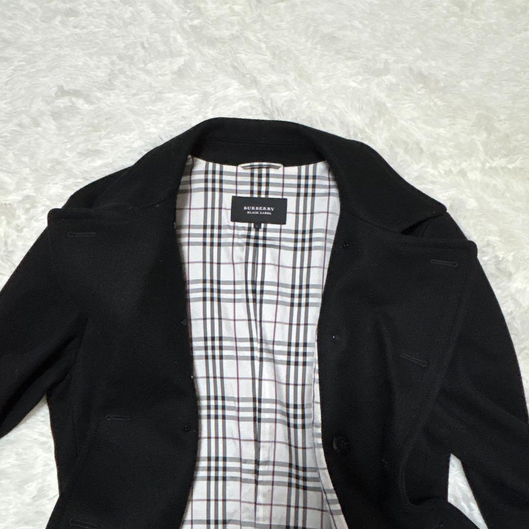 a【極美品】バーバリーブラックレーベル☆ ウール ピーコート 　黒L