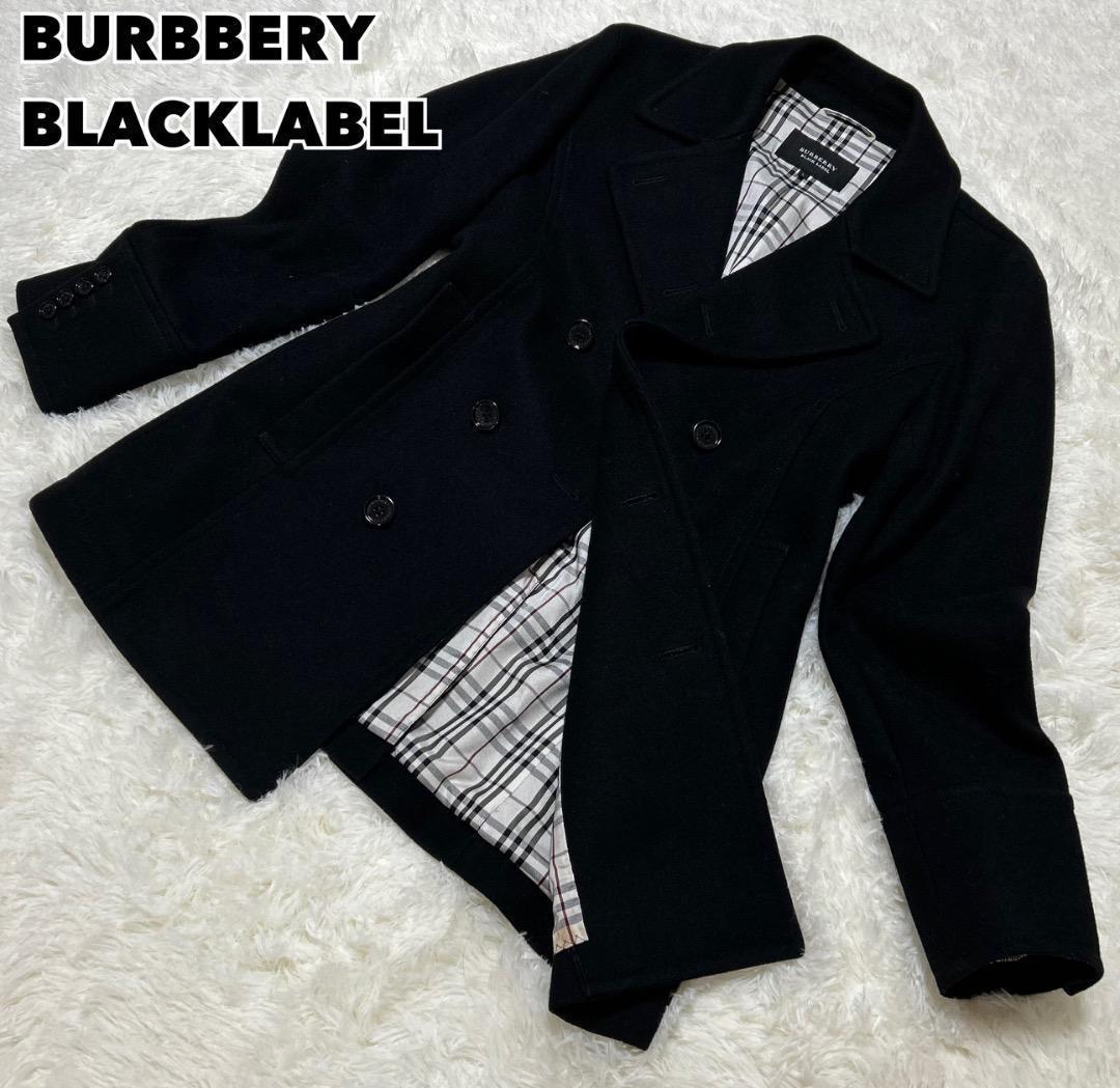 a【極美品】バーバリーブラックレーベル☆ ウール ピーコート 　黒L