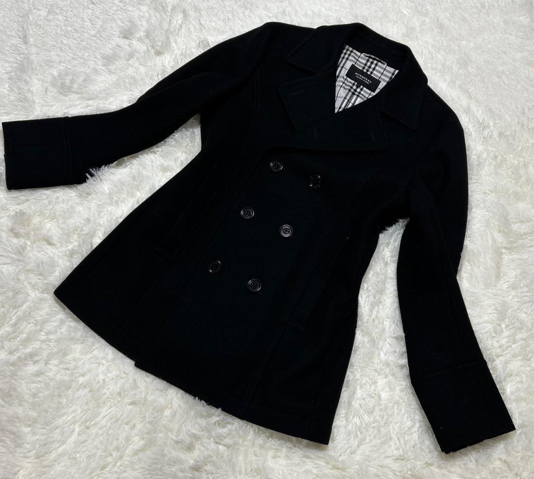 a【極美品】バーバリーブラックレーベル☆ ウール ピーコート 　黒L