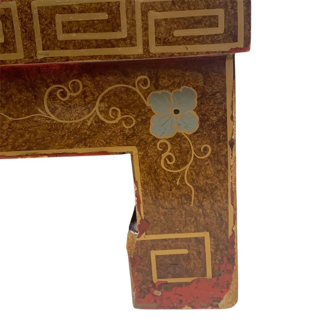 赤色の花と鳥の装飾タンス　希少　中国　 チェスト　箪笥 花鳥 骨董　アンティーク