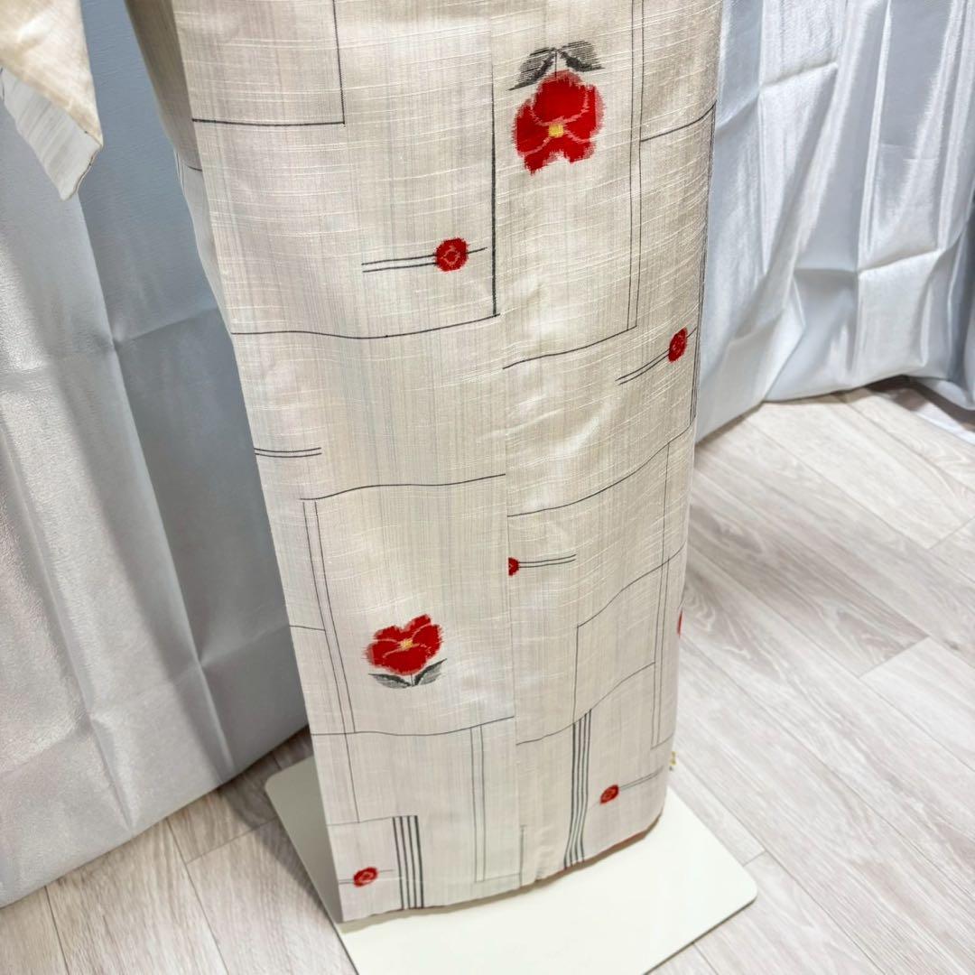 ア*ン様 正絹　紬　十日町細風　小紋　しつけ付き　未着用　フルセット 普段着　フ