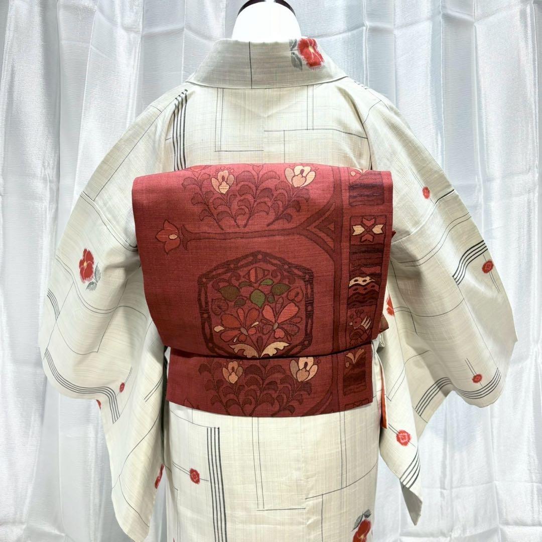 ア*ン様 正絹　紬　十日町細風　小紋　しつけ付き　未着用　フルセット 普段着　フ