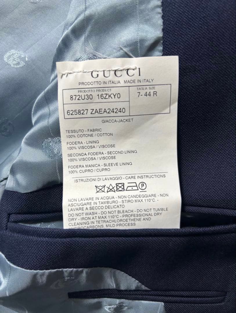 GUCCI 20AW ロゴパッチブレザーテーラードジャケット 紺ブレ44