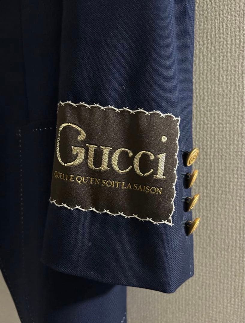 GUCCI 20AW ロゴパッチブレザーテーラードジャケット 紺ブレ44