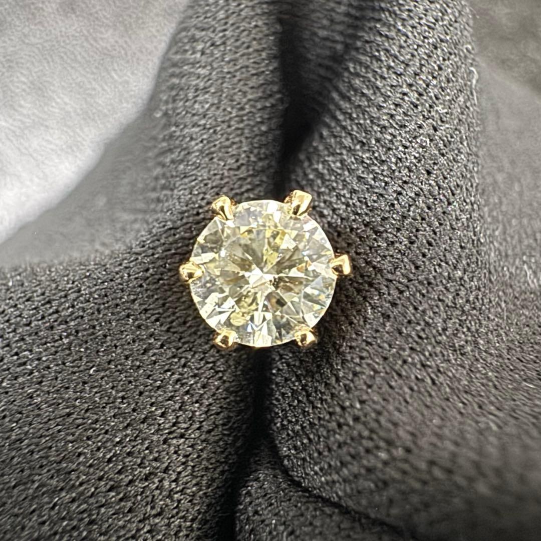 【限定大特価】K18 天然ダイヤモンド0.5ct片耳ピアス（鑑別書付）