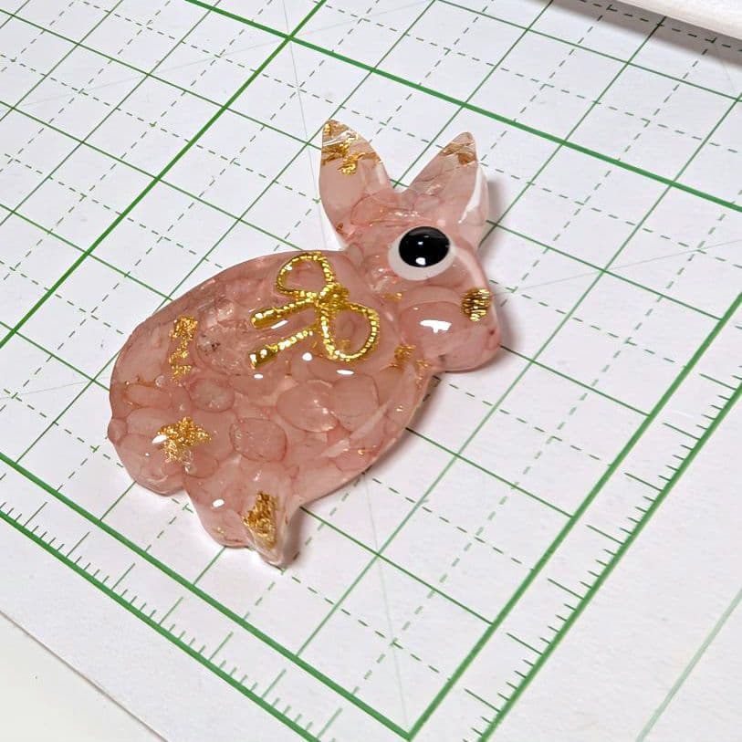 ひまうい様　9.4 ウサギ　レジンヘアゴム　ローズクォーツ　天然石を楽しもう