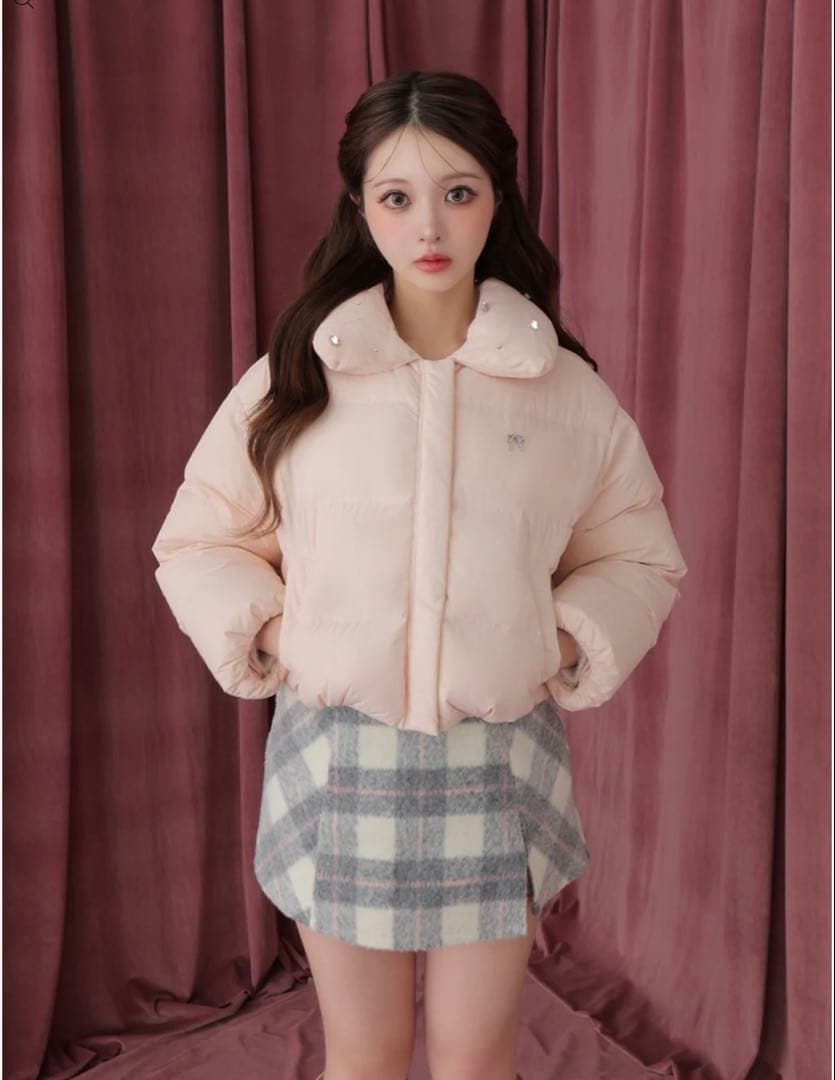 M me eme エムミーエメ　ライトシャギーチェックミニスカート