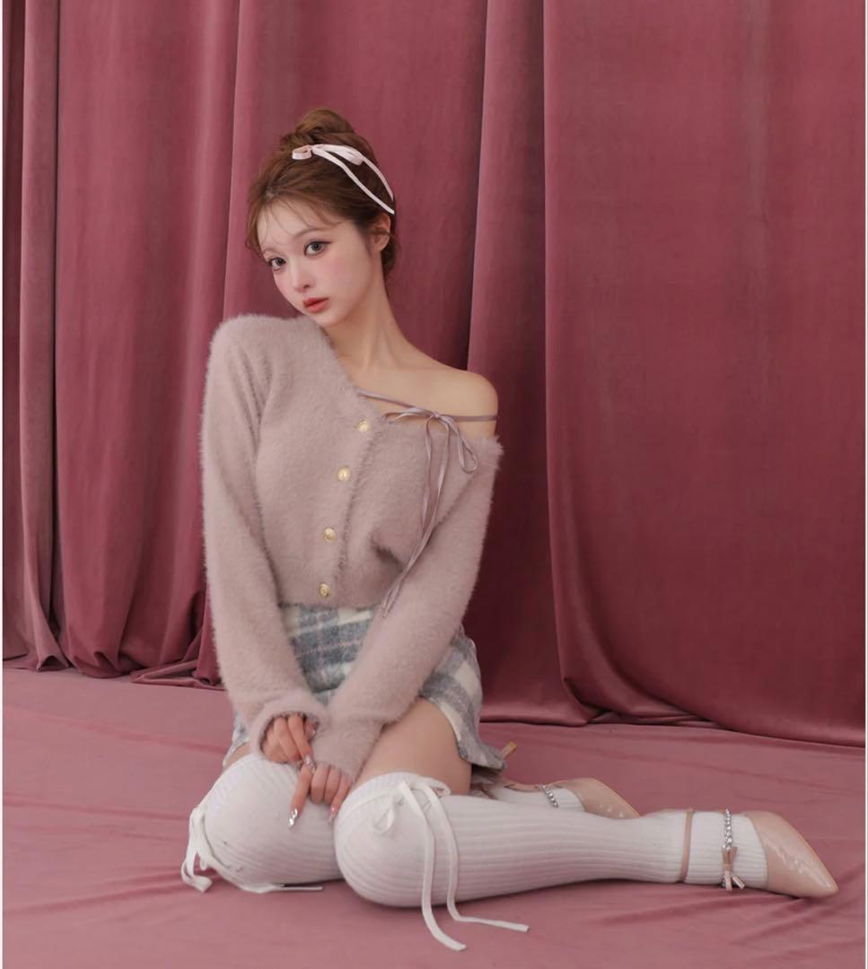 M me eme エムミーエメ　ライトシャギーチェックミニスカート