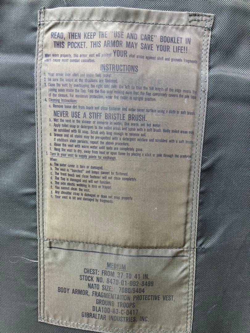 アメリカ軍 PASGT ボディーアーマー　米軍実物