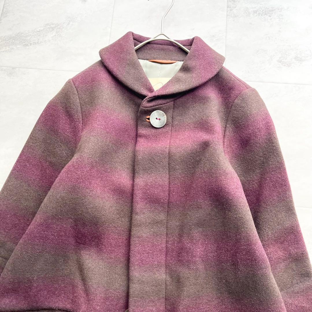 【美品】Pal'las Palace ボーダー ウールコート シェルボタン L