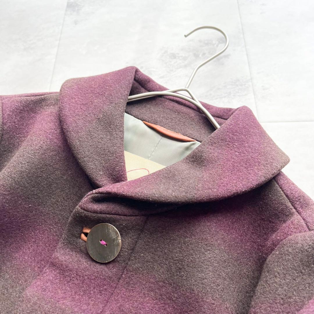 【美品】Pal'las Palace ボーダー ウールコート シェルボタン L