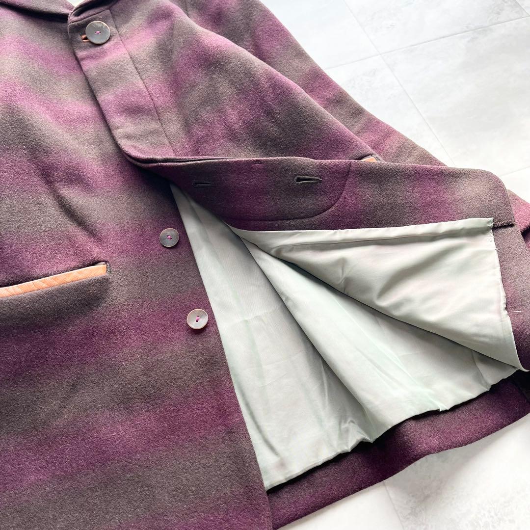 【美品】Pal'las Palace ボーダー ウールコート シェルボタン L