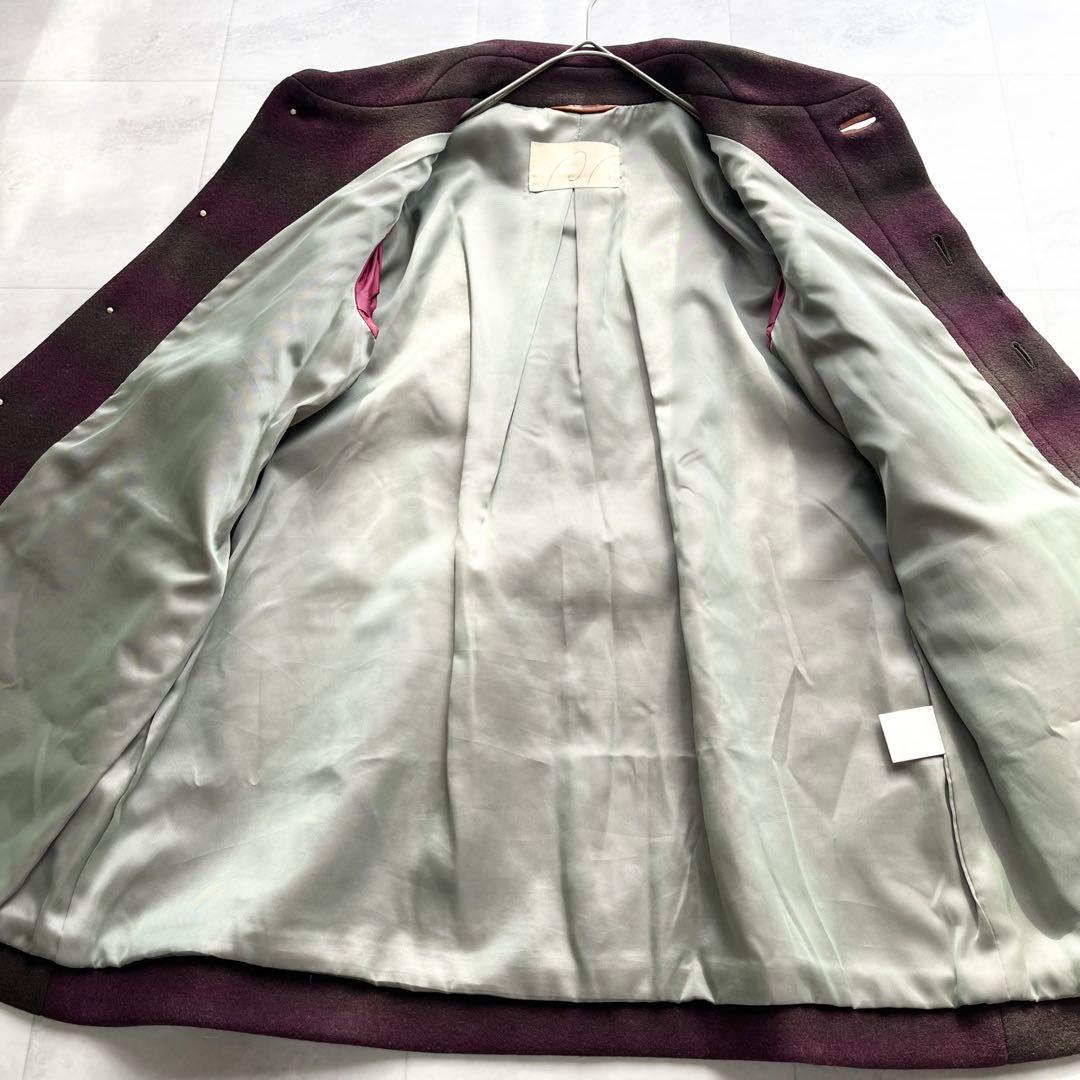 【美品】Pal'las Palace ボーダー ウールコート シェルボタン L