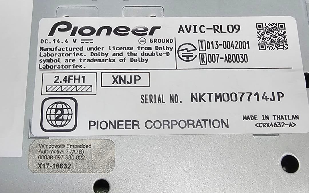 carrozzeria Pioneer AVIC-RL09 カーナビ