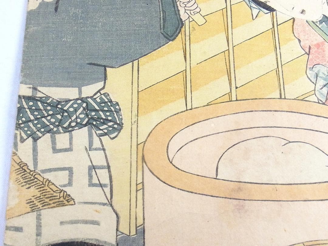 歌川国貞 浮世絵 木版画 餅つき風景2枚セット 年中行事 美人画 江戸時代