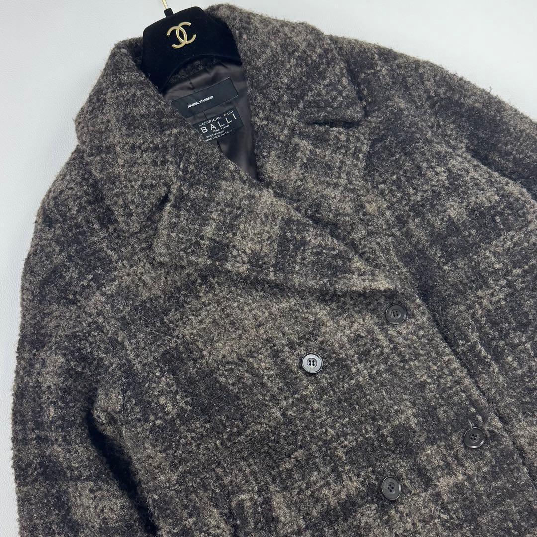 ジャーナルスタンダード BALLIツイードビッグカラーミドルコート ダブル