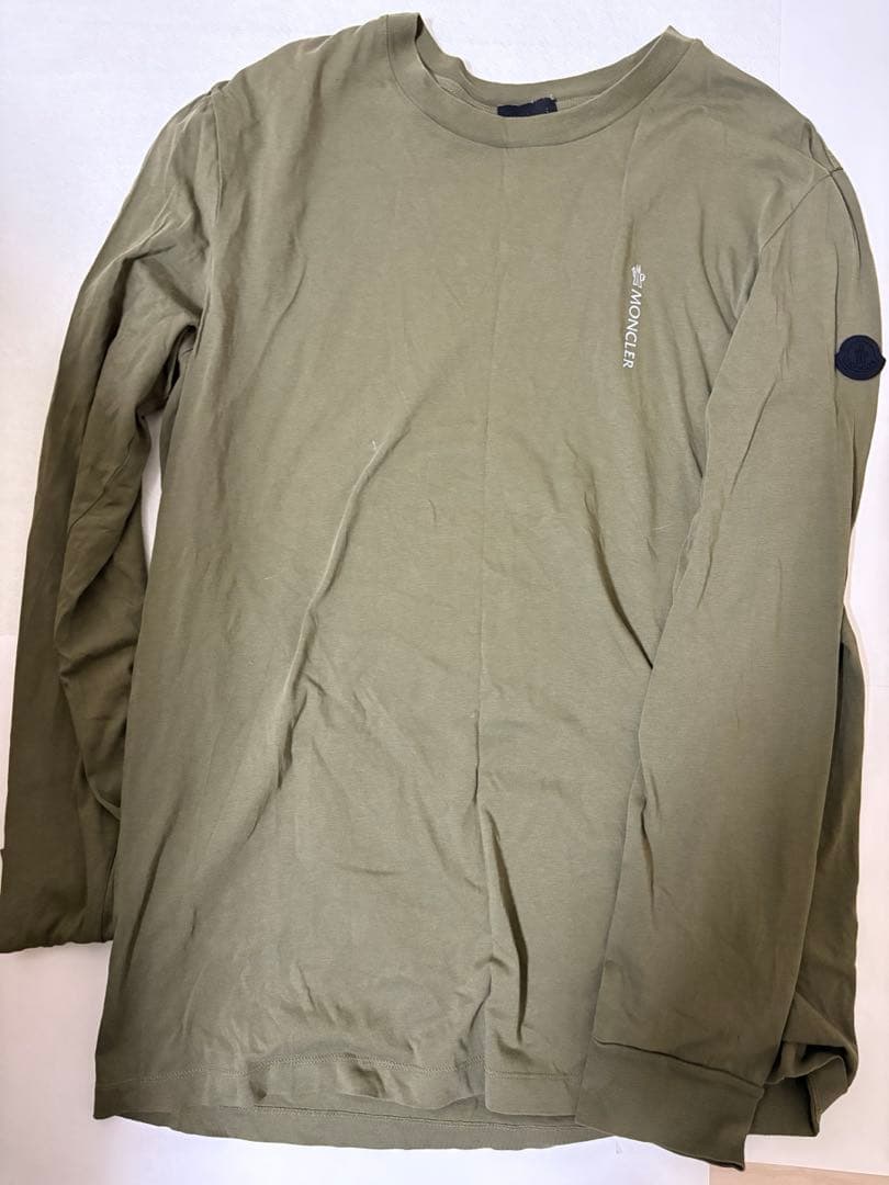 MONCLER モンクレール 長袖Tシャツ カーキ XL ロゴ刺繍