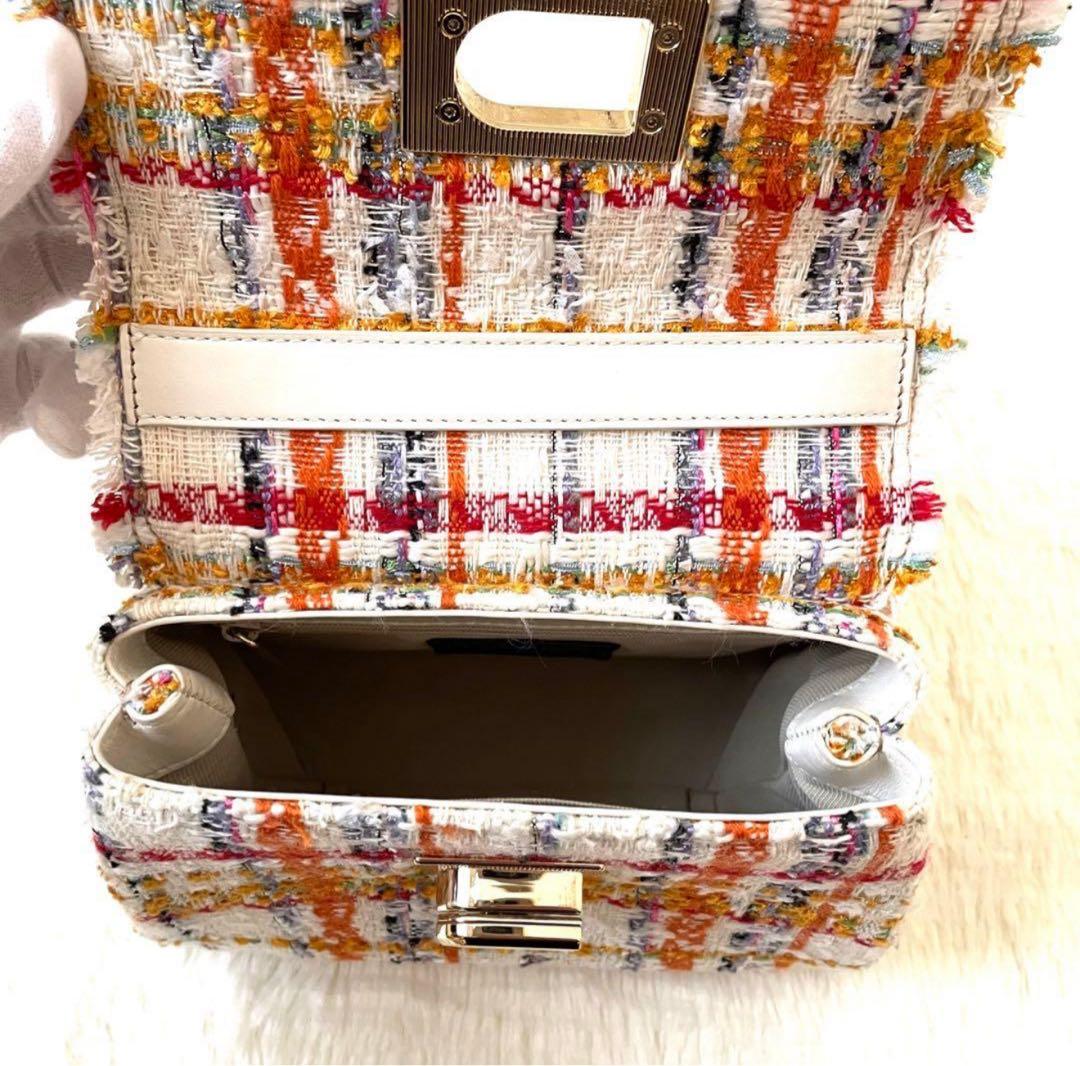 【極美品】フルラ 1927 ツイード ハンドバッグ 2WAY ゴールドチェーン