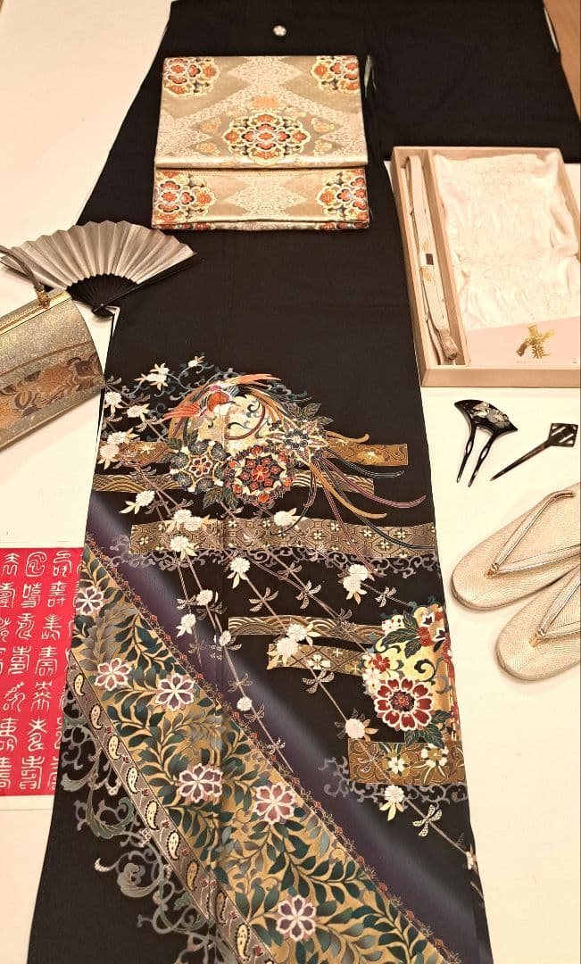 美品❇️後藤久美子ブランド　金彩刺繍　 黒留め袖　 比翼仕立て　フルセット