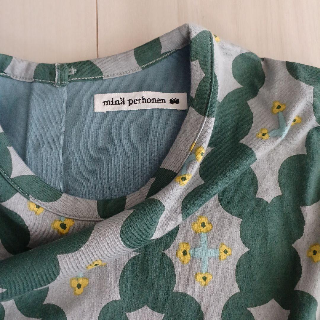 【150】minä perhonen 七分袖花柄ワンピース