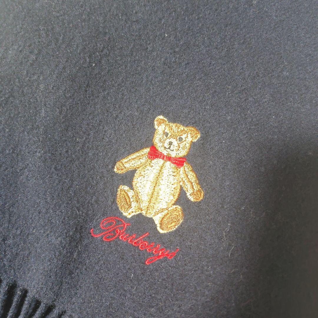Burberry LONDON　テディベア刺繍 マフラー 100%ラムウール