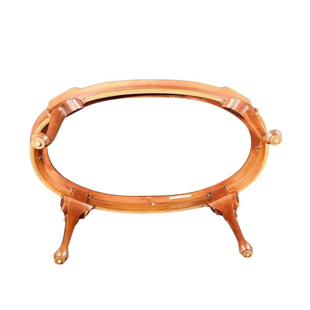 HR783 ETHAN ALLEN ガラストップテーブル　猫脚　コーヒーテーブル