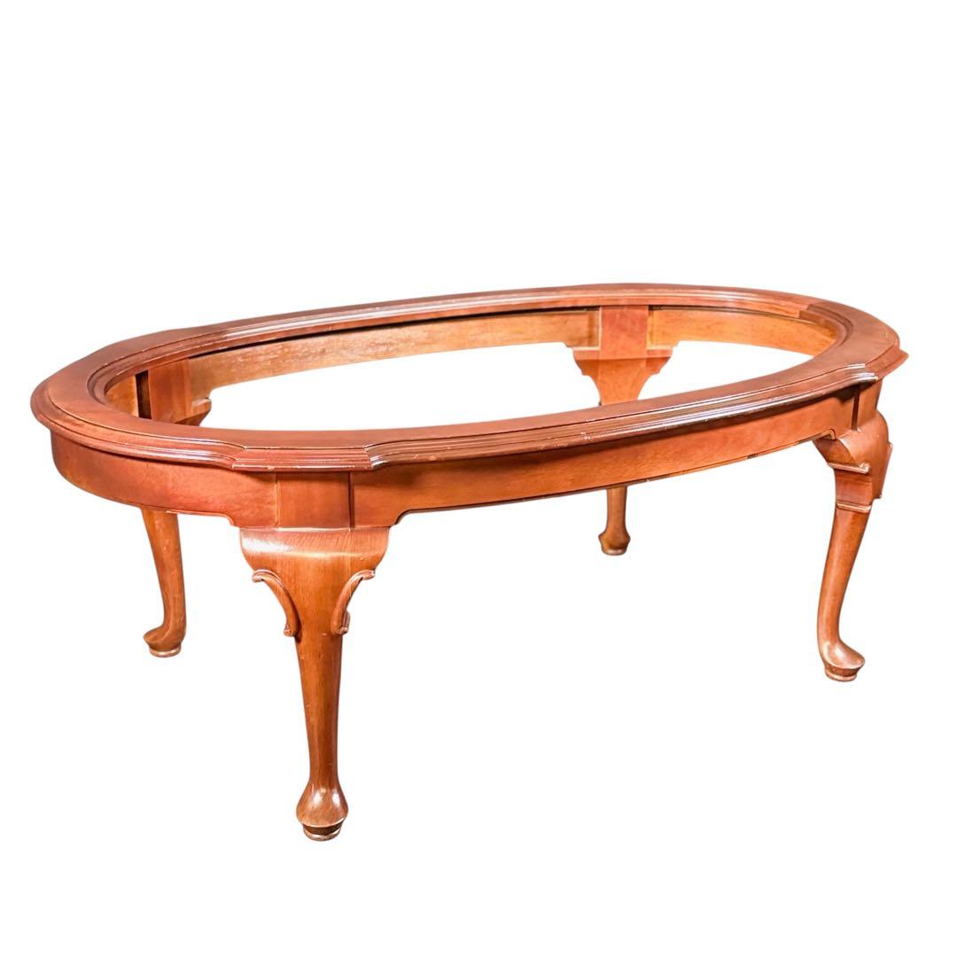 HR783 ETHAN ALLEN ガラストップテーブル　猫脚　コーヒーテーブル