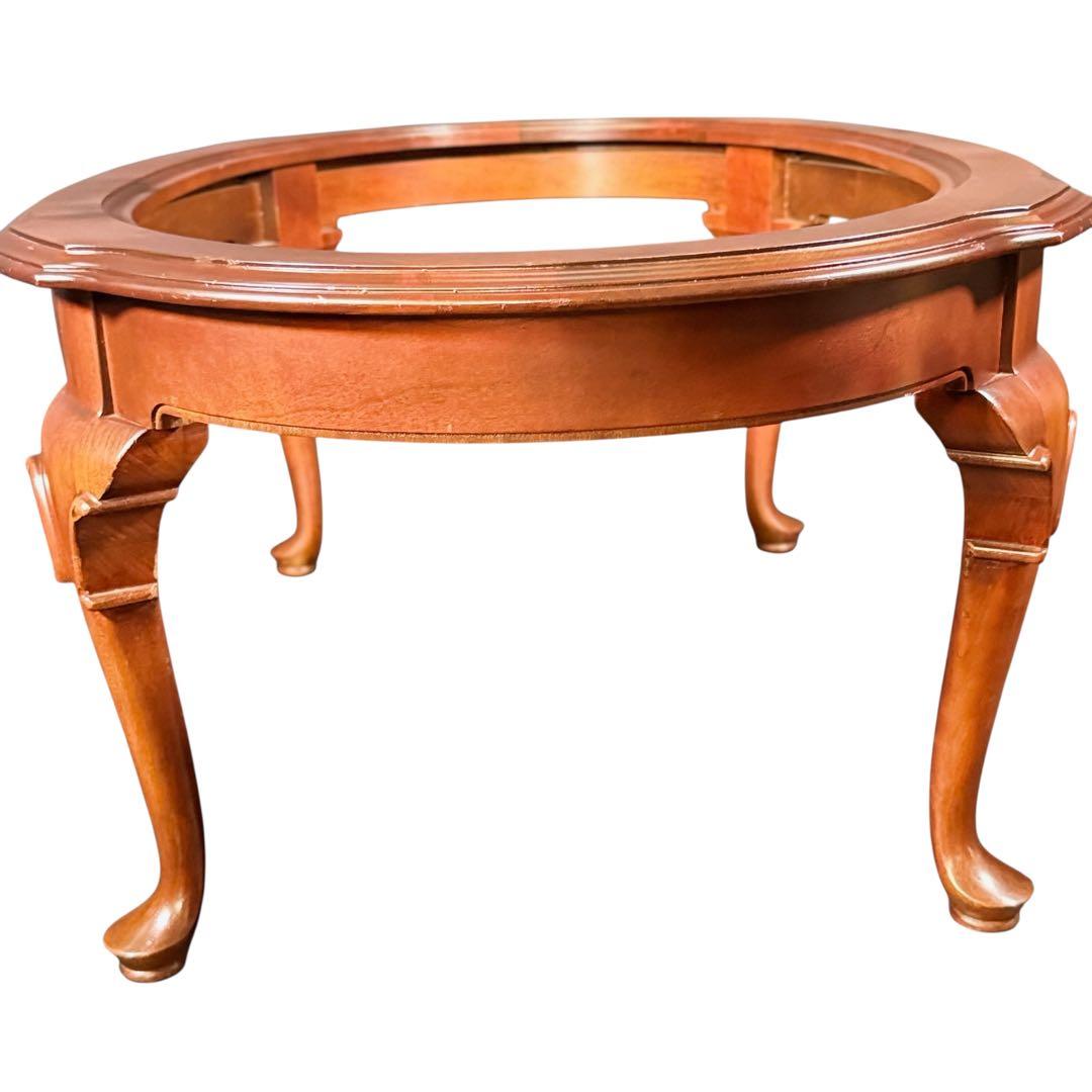 HR783 ETHAN ALLEN ガラストップテーブル　猫脚　コーヒーテーブル