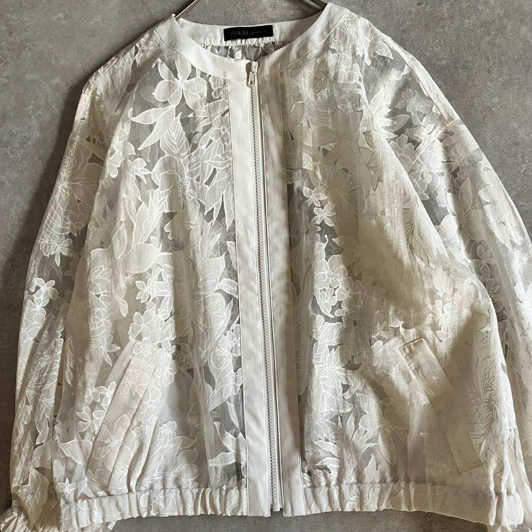極美品 DAMA collectionトルコ素材 花柄 ジャケット シアー