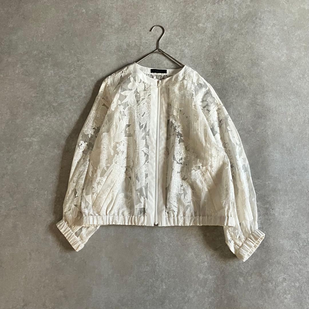 極美品 DAMA collectionトルコ素材 花柄 ジャケット シアー