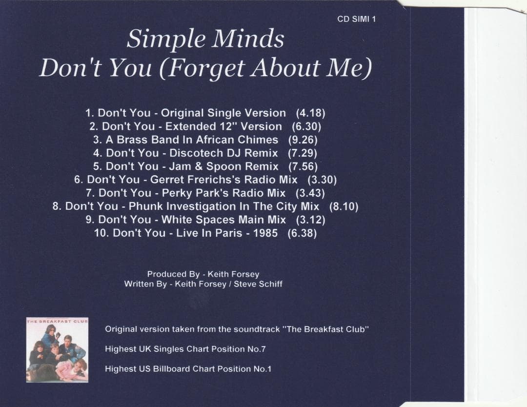 Simple Minds　Don't You　リミックス集 CD