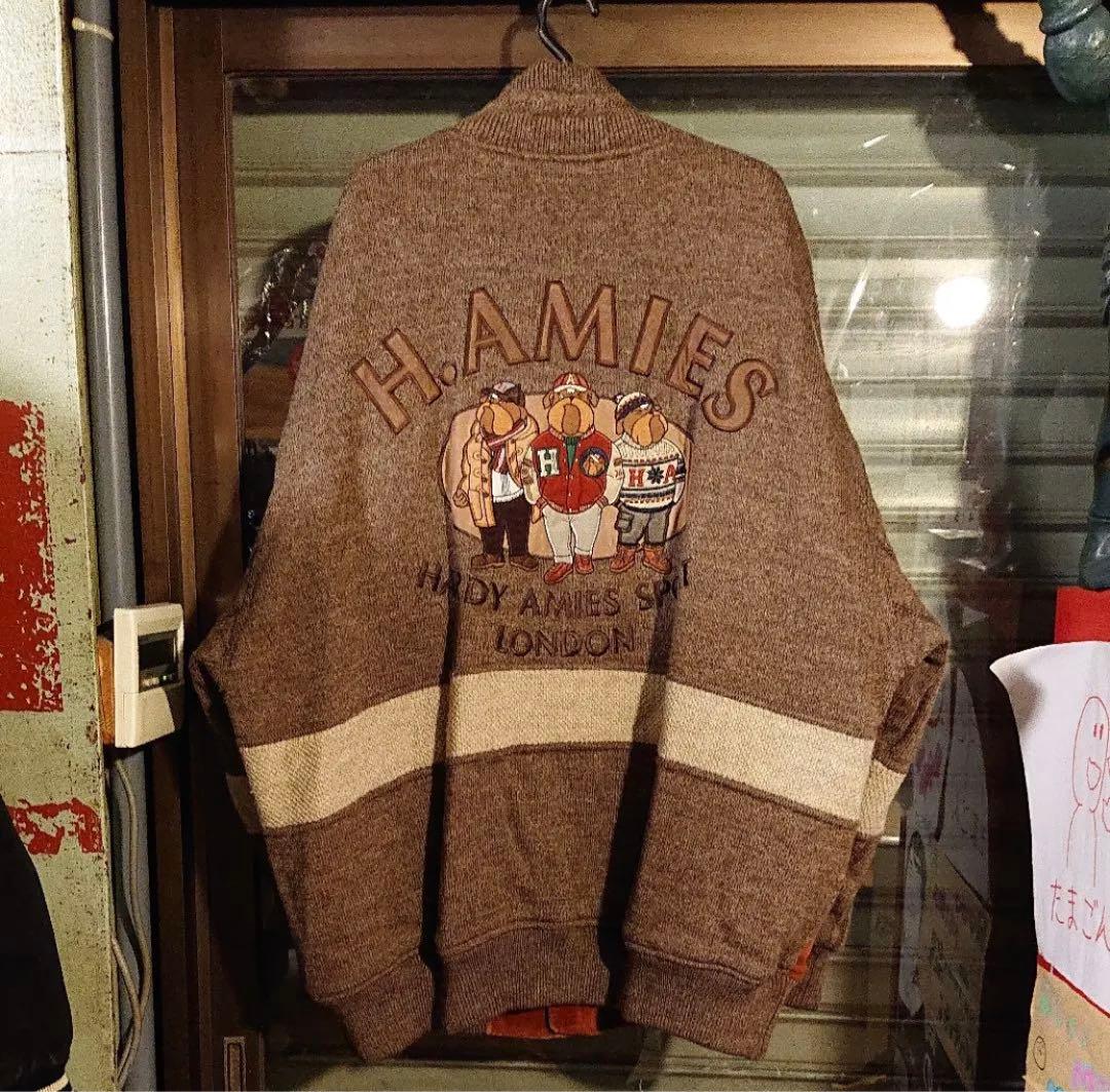 希少 HARDY AMIESハーディエイミス/超ビッグ 刺繍 ニットスタジャン