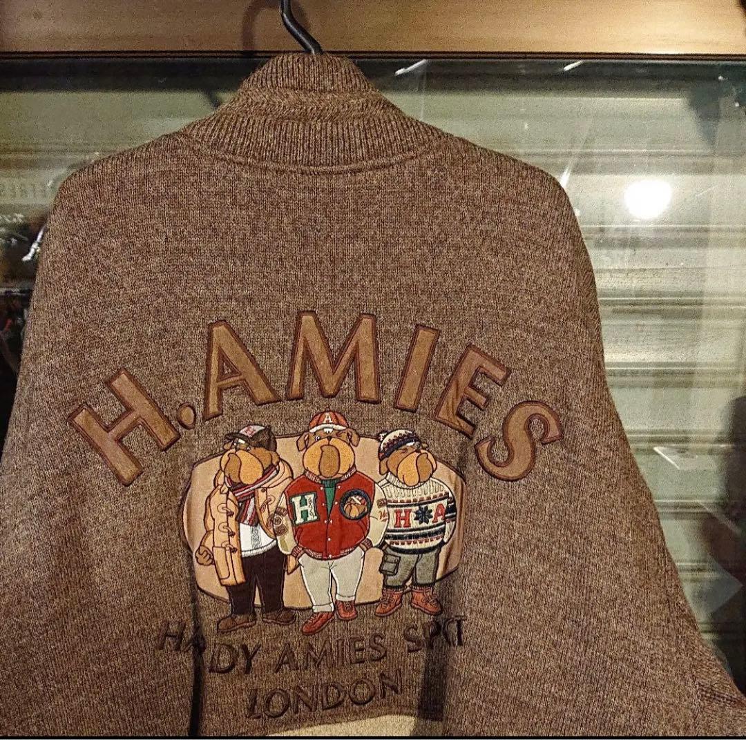 希少 HARDY AMIESハーディエイミス/超ビッグ 刺繍 ニットスタジャン