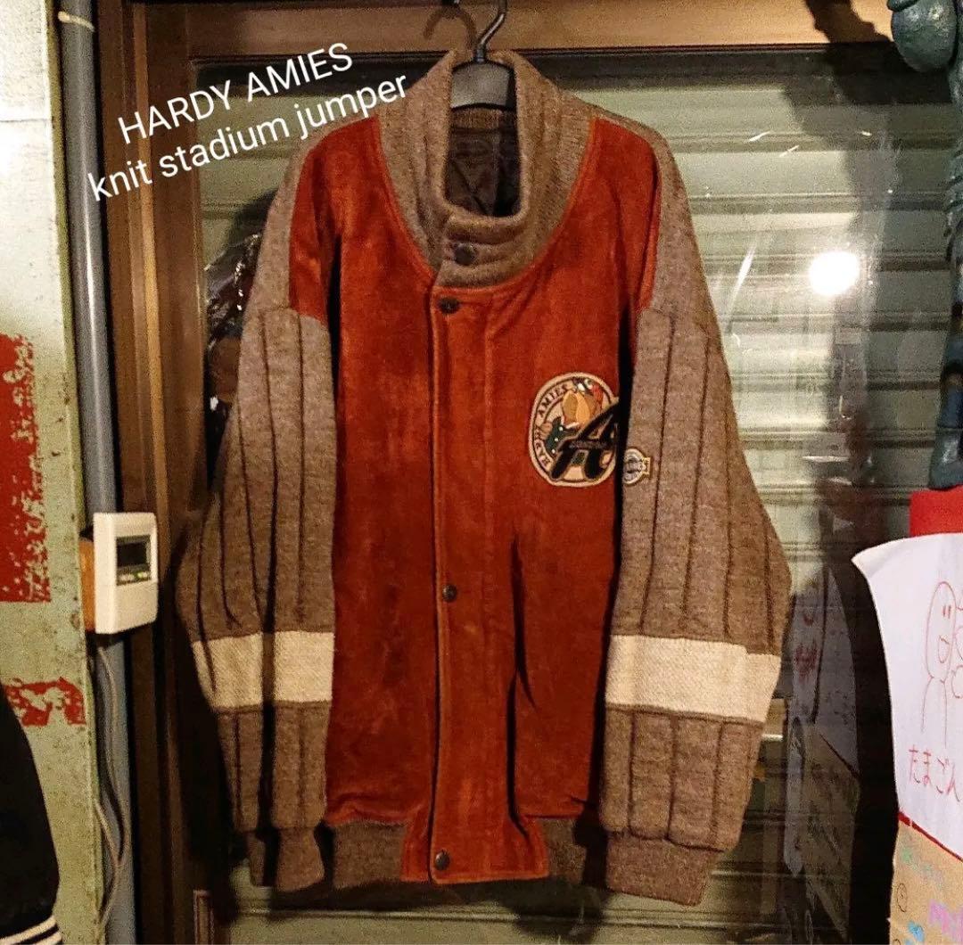 希少 HARDY AMIESハーディエイミス/超ビッグ 刺繍 ニットスタジャン