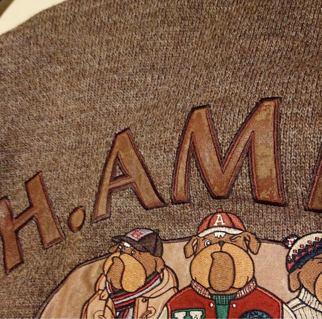 希少 HARDY AMIESハーディエイミス/超ビッグ 刺繍 ニットスタジャン