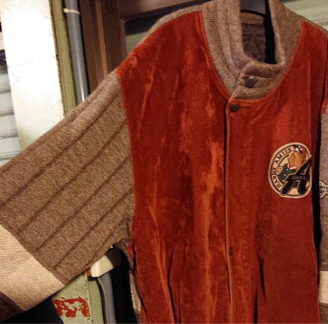 希少 HARDY AMIESハーディエイミス/超ビッグ 刺繍 ニットスタジャン