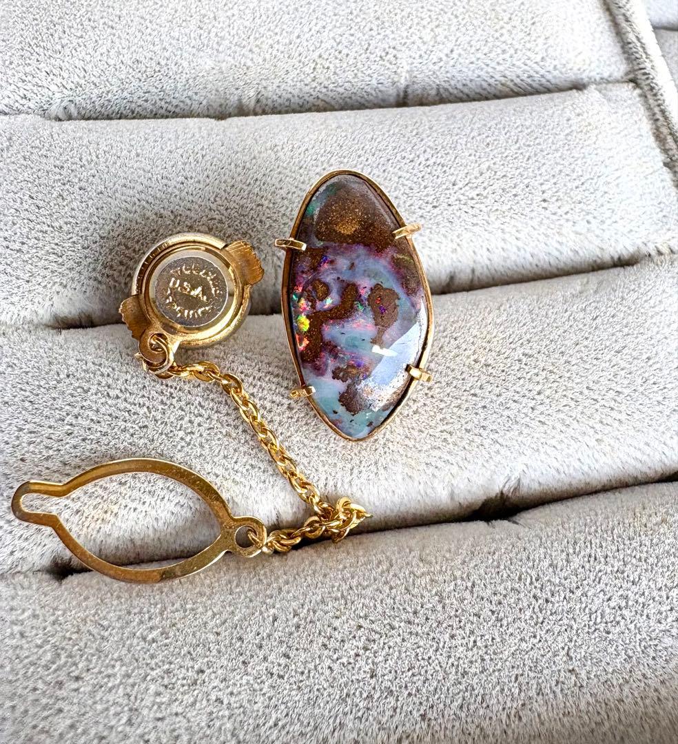 K18 オパールのタイタック　ネクタイピン　ブローチ