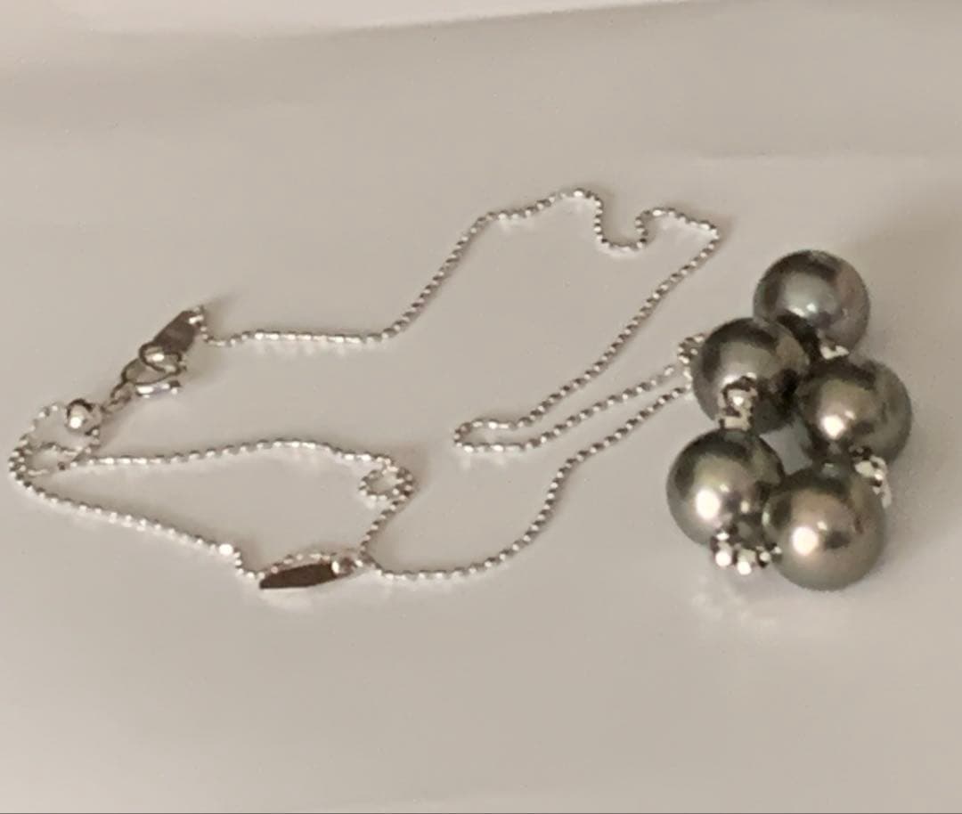 お値下げK18WG 9mmup南洋真珠(黒蝶真珠)ネックレス