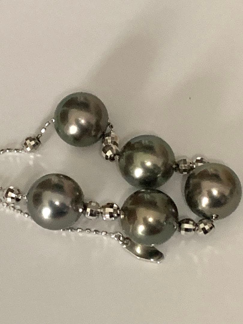 お値下げK18WG 9mmup南洋真珠(黒蝶真珠)ネックレス