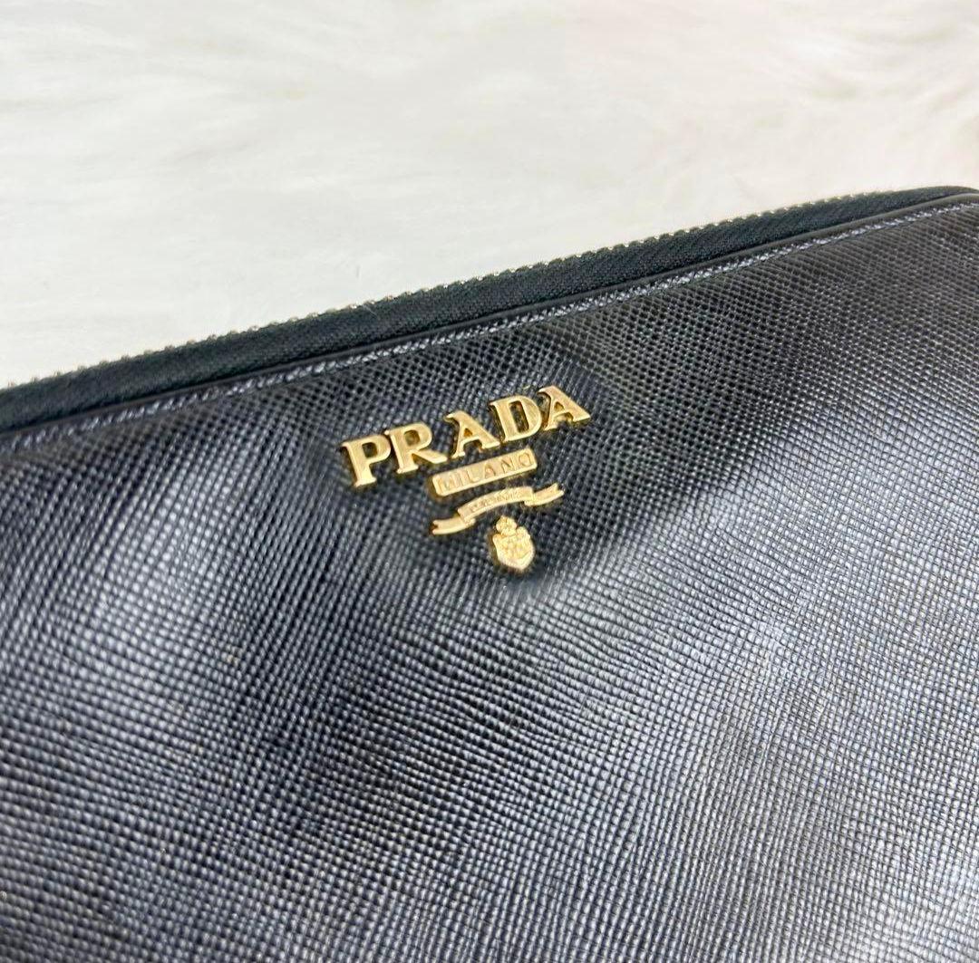 【人気✨】プラダ 長財布 サフィアーノレザー ラウンドファスナー 黒色