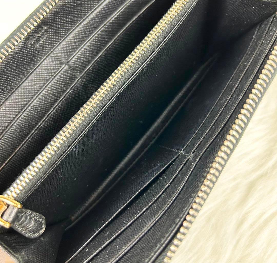 【人気✨】プラダ 長財布 サフィアーノレザー ラウンドファスナー 黒色