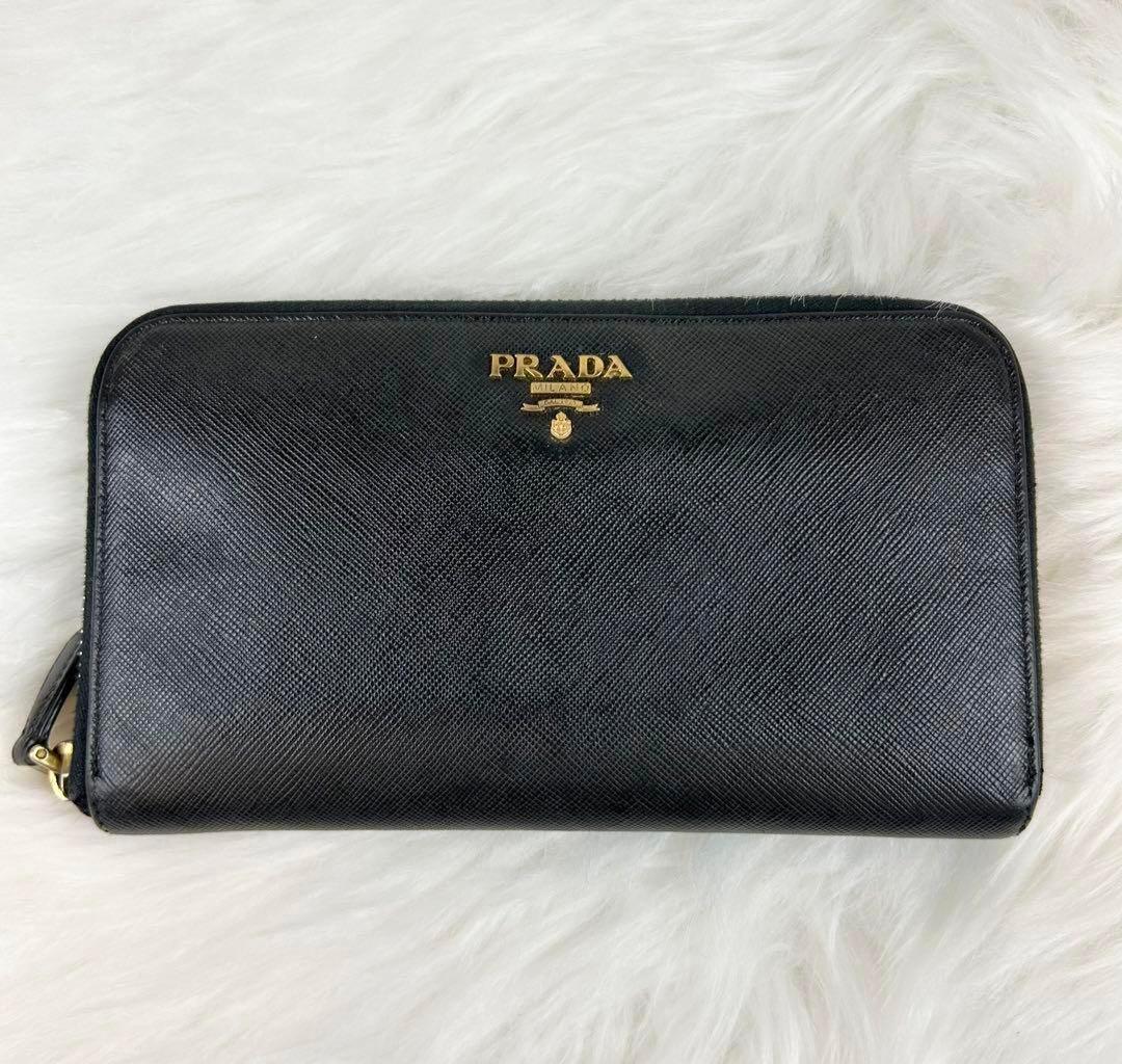 【人気✨】プラダ 長財布 サフィアーノレザー ラウンドファスナー 黒色