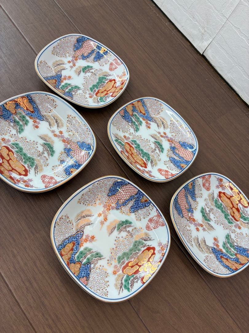 【未使用】有田焼 其泉窯 春秋紋 銘々皿 賞美堂本店5枚セット