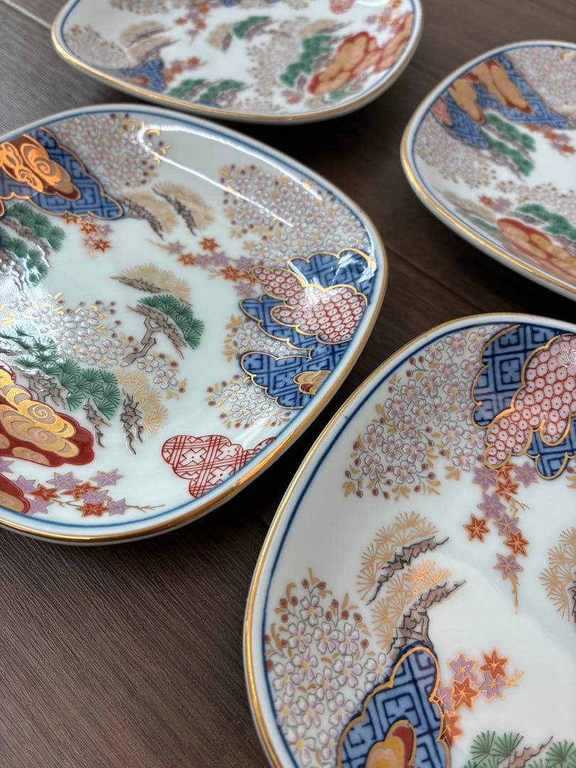 【未使用】有田焼 其泉窯 春秋紋 銘々皿 賞美堂本店5枚セット