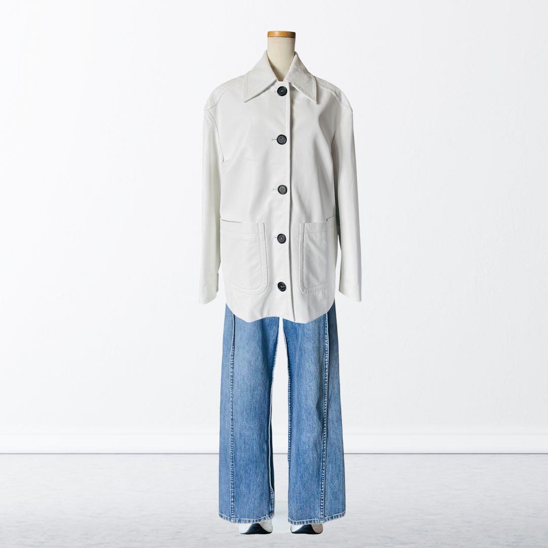 MERYLL ROGGE レザー ジャケット 白 36 メリルロッゲ