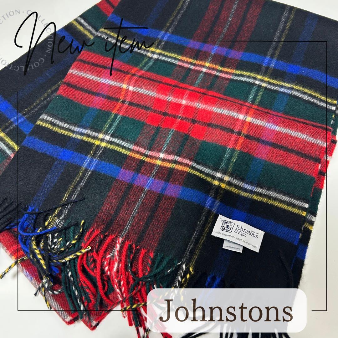 ゆ*姫様 Johnstons カシミヤ100% 大判ストール チェック