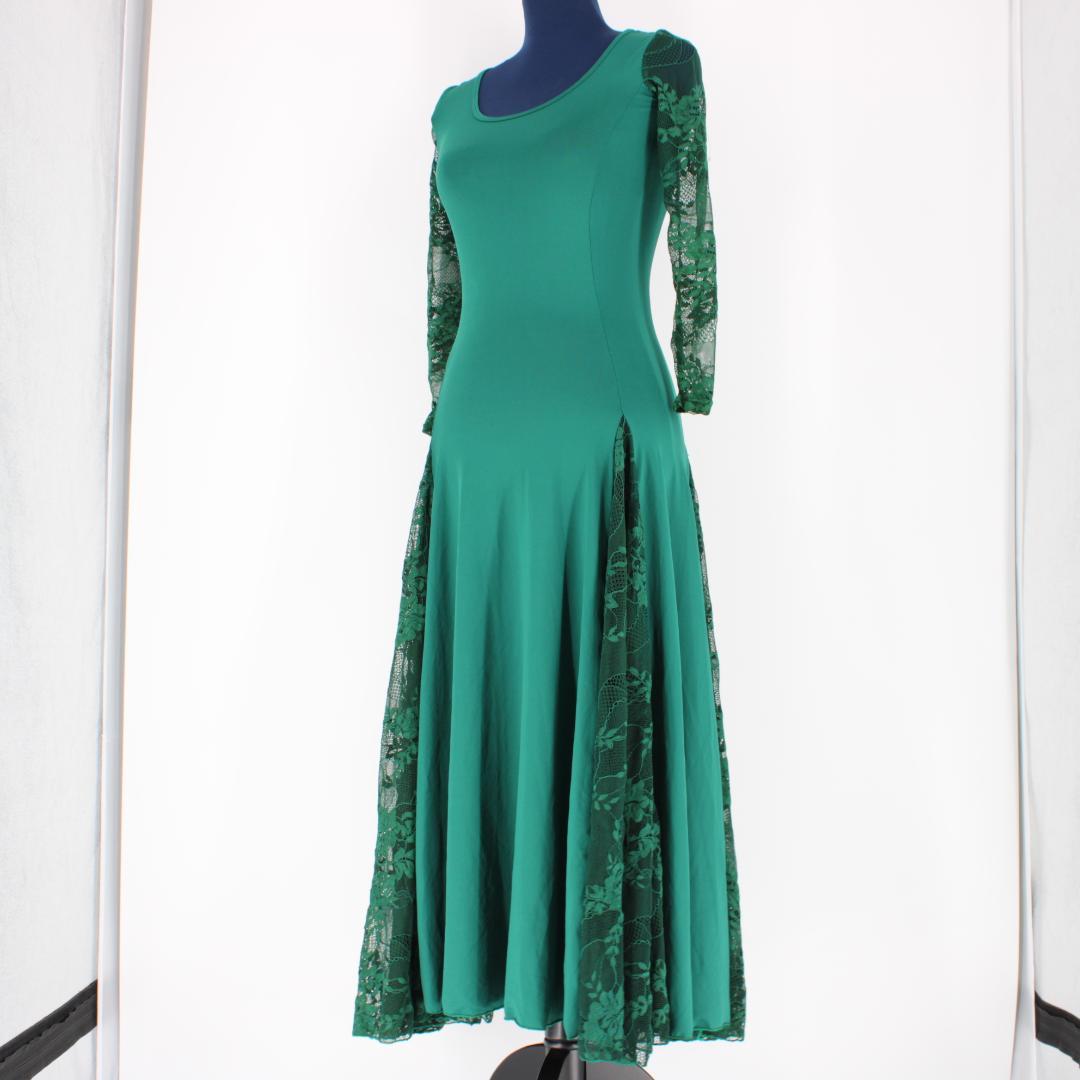 【美品 社交ダンス衣装】ワンピース ドレス グリーン 緑 YILINFEIER