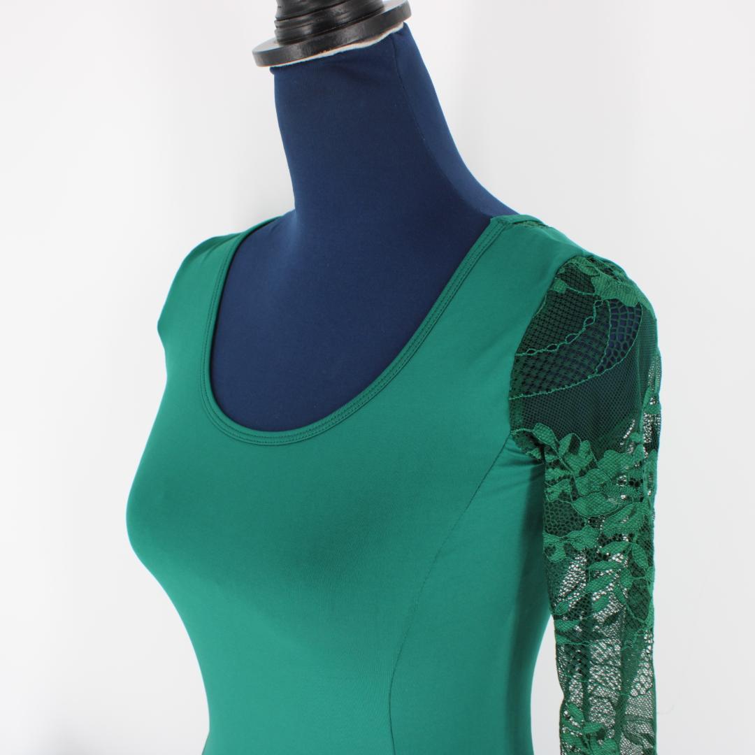 【美品 社交ダンス衣装】ワンピース ドレス グリーン 緑 YILINFEIER