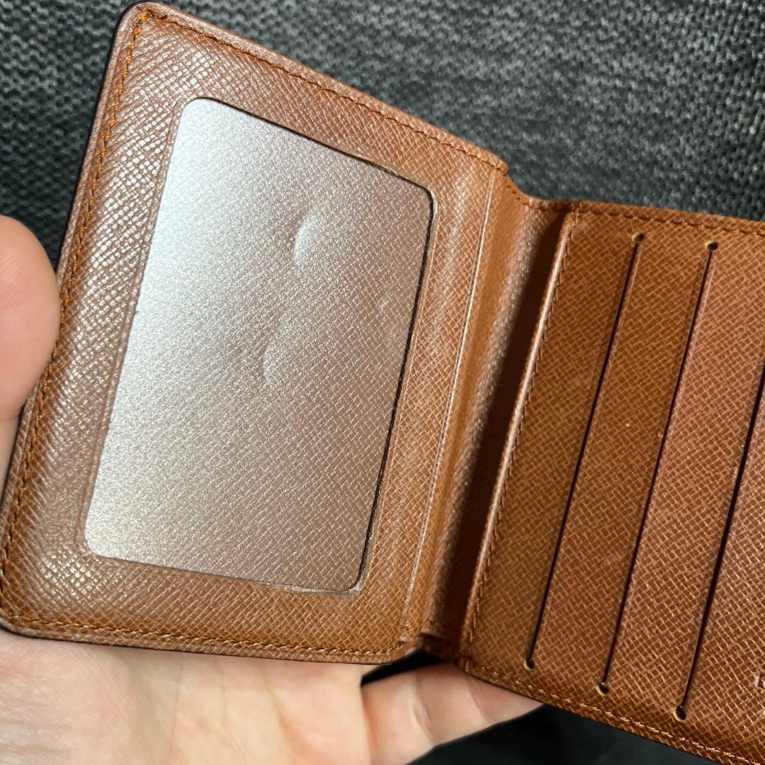 ルイヴィトン☆モノグラム パスケース 札入れ 二つ折り財布 ブラウン