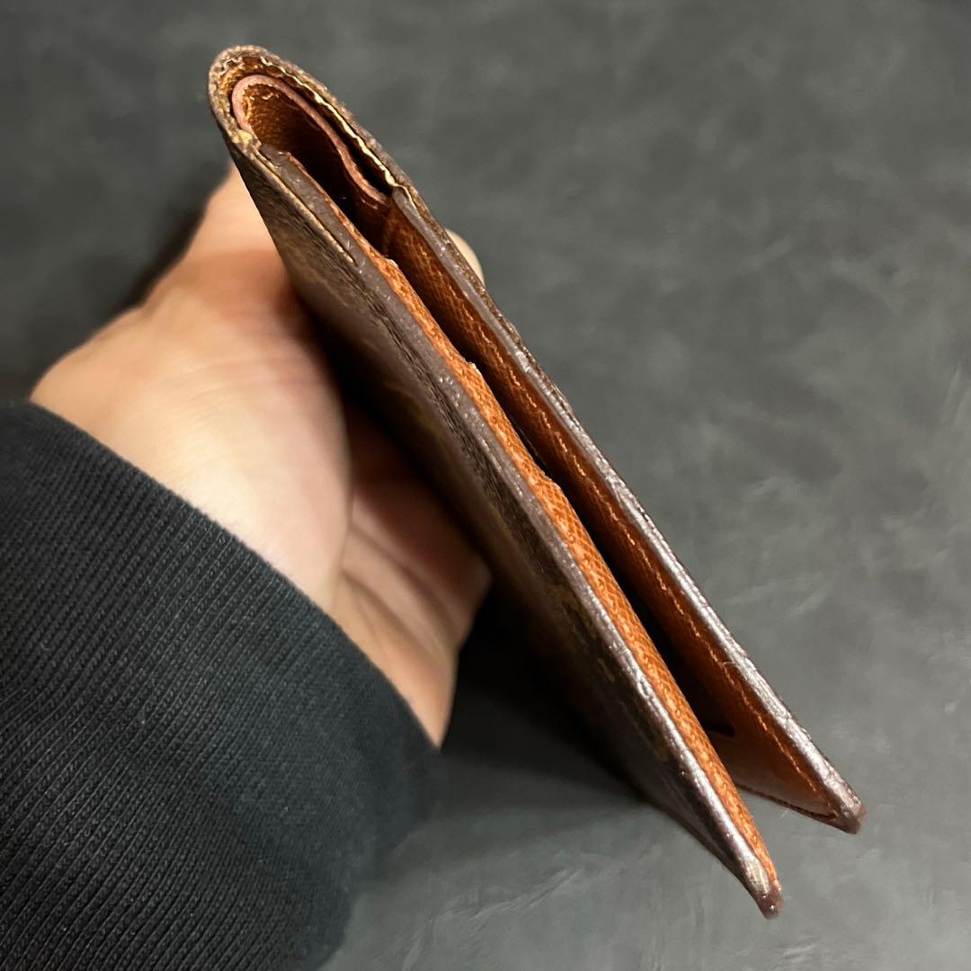 ルイヴィトン☆モノグラム パスケース 札入れ 二つ折り財布 ブラウン